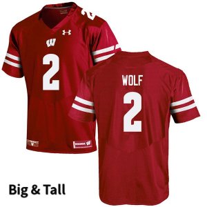 Men's Wisconsin Badgers NCAA #2 Chase Wolf Red Authentic Under Armour Big & Tall Stitched College Football Jersey YH31D06JJ